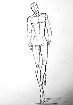 a drawing of a man's torso and legs, with the top half drawn