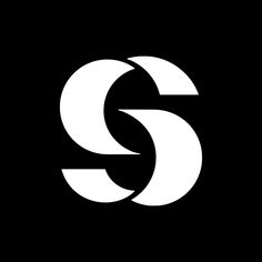 the letter s is made up of two white letters on a black background with an oval shape