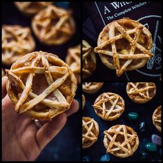 several different pictures of small pies in the shape of stars