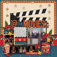 a collage of movies and movie scenes with stars on the background, including popcorn