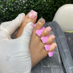 Cute Acrylic Toes, Pedicure Nail Designs, Pedicure Designs Toenails, French Acrylic Nails