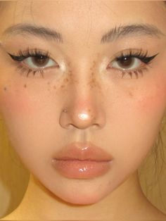 xiaohongshu ID: 107627586 | cute glowy blush makeup look inspiration idea inspo douyin makeup Douyin Freckles, Fairy Douyin Makeup, Peach Douyin Makeup, Douyin Makeup No Contacts, Orange Douyin Makeup, Bunny Face Type Makeup, Makeup Looks Douyin, Asian Fishing Makeup, Orange Blush Makeup