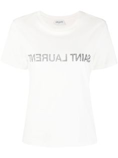 white/black cotton internal printed logo short sleeves round neck straight hem Stylish Logo, Edgy Look, Casual Everyday, Thom Browne, Look Chic, Vivienne Westwood, White T, Tshirt Logo, T Shirt Top