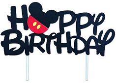 a happy birthday cake topper with mickey mouse on it