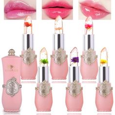 * 6Pcs/Set Beauty Bright Flower Crystal Jelly Lipstick Magic Temperature Change Color Lip Balm Makeup * Waterproof, Long-lasting Moisturizer, Made with cocoa butter, bees wax, and essential oils to keep your lips hydrated * Color-changing, Can according to the temperature and humidity of lips,adjust the depth of the lip color * Benefits: Flower Infused Lipstick / Lip Balm, Moist Lips, Prevent Chapped Lips, Healthy and Safe, Color is NOT Easy to Fade. * InnotechSC lipstick color changing jelly li Clear Lipstick With Flower, Lip Color Palette, Flower Jelly, Magic Lipstick, Moist Lips, Luxury Beauty Products, Jelly Lipstick, Color Lip Balm, Long Lasting Lipstick