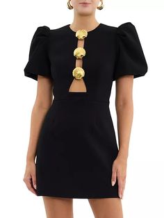 Shop Rebecca Vallance Sirene Puff-Sleeve Minidress | Saks Fifth Avenue Black Holiday Dress Outfit, Trending Party Wear Dresses, Working Dresses, Cocktail Dress Short, Gala Outfit, Holiday Dress Outfit, Rebecca Vallance, Fashion Inspiration Design, Mini Cocktail Dress