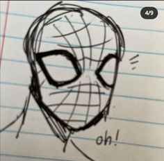 a drawing of a spider man with glasses on it's face and the words oh