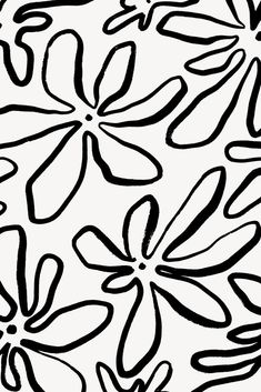 black and white drawing of flowers on a white background