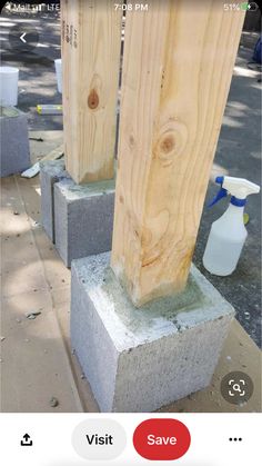 two cement blocks are stacked on top of each other