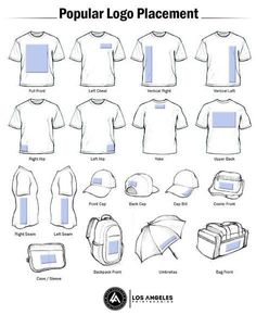 an image of men's t - shirts and backpacks with the words popular logo placement