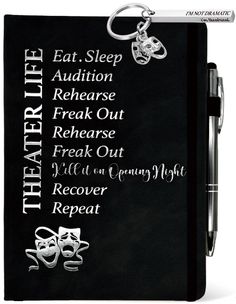 PRICES MAY VARY. Looking for unique Theater Life gifts for Actor, Actress, Director, Performers or any Theater Lover? Consider giving this Broadway Theater gift ideas for people who like Theater. Our selection of Musical Theater gifts is the best Broadway Theater gifts for Theater performers, producer, teacher or student for Opening Night The cover of Theater journal notebook is engraved with Theater Life quotes in shiny silver color, and is made of durable PU leather and wide ruled paper. The size of Musical Theater journal measures 8.4”x 5.7” with an inner ribbon bookmark, pen loop and elastic closure band secures the notebook Drama Theater keychain is made of good quality of stainless steel and highly resisted to rust. Funny Theater keychain is engraved with “I’m Not Dramatic. I’m Theat Journal Page Design, Theater Teacher, Drama Journal, Theater Director, Life Gifts, Bookmark Pen, Page Design Ideas, Musical Theater Gifts, Actor Gifts