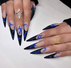 Designs Nails Art, Black Acrylic Nails, Hello Monday