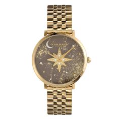 gaze into the night sky with the celestial nova watch; the latest addition to our signature collection. inspired by clear evenings, the smooth, sculpted mushroom dial is sprinkled with stardust and finished with miniature moon and multi-dimensional north star. feel the luxury with a gold-plated link bracelet strap for a cool, contemporary feel. a little guiding light for your wrist. Floral Watches, White Dial Watch, Cute Watches, Crystal Logo, Guiding Light, Rose Gold Watches, Into The Night, Celestial Jewelry, Signature Jewelry