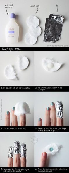 How to easily remove nail polish. This would work great with glitter nail polish. Manicure Shellac, Easy Manicure, Mode Tips, Manicure Gel, Glitter Nail Polish, Shellac Nails, Glitter Nail, Short Hairstyle