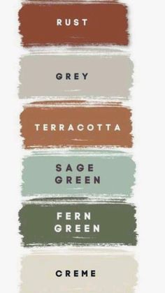 the names of different colors and font on a white background, including green, red, orange