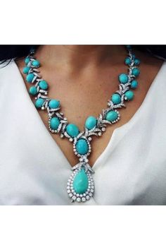 Art Deco Necklaces, Portuguese Jewelry, Turquoise Statement Necklace, High Jewellery, Art Deco Necklace, S Jewelry, Fabulous Jewelry, Types Of Stones, High Jewelry