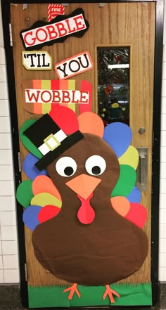 a door decorated to look like a turkey