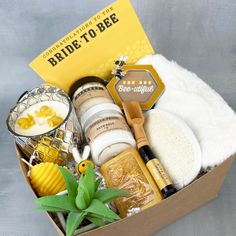 a box filled with different types of beauty and grooming products on top of a table