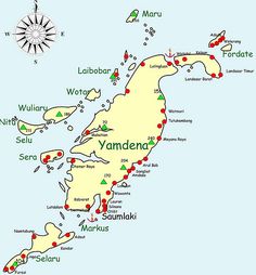 a map showing the location of yamandena and its surrounding towns, including kaua'i