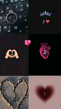 four different pictures with hearts and the words i love you