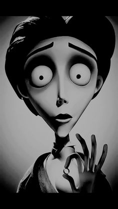 a black and white photo of a cartoon character