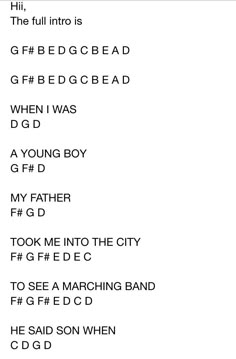 an iphone screen with the text'when i was a young boy, my father took me into the city to see marching band