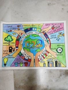 a piece of paper with the words earth day written on it and two hands holding each other