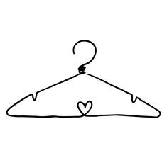 a black and white drawing of a hanger with heart shapes on it's side