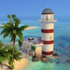 Маяк в Симс 4 Sims Lighthouse, Lighthouse Sims 4, Coastal Bloxburg, Bloxburg House, Sims 4, Lighthouse, House Ideas, House Design, Building