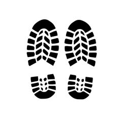 two shoes are shown with the soles facing each other, and one is black