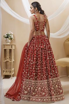 Dress up with opulence in our beautifully embroidered Georgette Fabric Lehenga Choli, designed especially for sangeet functions. This 3 piece ensemble comprises of lavish embroidery and quality fabric ensuring a comfortable yet stunning appearance. It is meticulously tailored, guaranteeing you a fine blend of traditional charm and contemporary style. The breathable georgette fabric adds to your comfort level. Step up your style game and dazzle everyone at your sangeet ceremony with our dazzling Red Georgette Lehenga, Sangeet Ceremony, Georgette Lehenga, Embroidery Online, Zari Embroidery, Net Lehenga, Short Blouses, Trends For 2024, Fabric Red