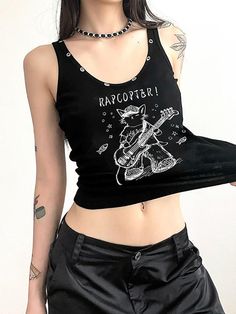 ⚡Buy 2024 Vintage Printed Slim Fit U Neck Tank Top Black M under $18.00 in Tops&Tees at AnotherChill.com Online. Style: Casual/Street/Y2K/Sexy/Sweet/Vintage. Fabric Content: Polyester, Spandex. Fit Type: Slim fit. Neckline: U Neck. Sleeve Length: Sleeveless. ✓2024 S/S OUTFITS. Check reviews and buy Vintage Printed Slim Fit U Neck Tank Top today. Punk Style Stretch Graphic Print Tops, Stretch Graphic Print Punk Tops, Punk Crew Neck Summer Tops, Punk Crew Neck Tops For Summer, Y2k Black Tank Top With Letter Print, Punk Tops For Spring Streetwear, Punk Streetwear Tops For Spring, Punk Style Streetwear Tops For Spring, Fitted Graphic Print Casual Tank Top