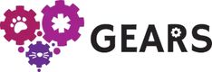 the words gears are written in black and purple colors with an image of a cat's paw