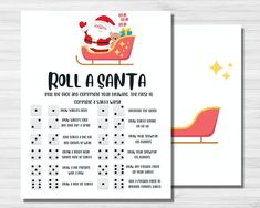 a christmas card with santa on a sleigh and the words roll a santa