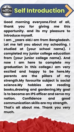 Self Introduction in English | introduce yourself in english #shorts #trending
present yourself in english
my self in english 20 lines in interview
simple self introduction in english
introduce yourself in english for students
self introduction in english for freshers
your self introduction in english
interview self introduction in english
introduction my self in english
self introduction in english pdf
self introduction in english for students example
introduce yourself in english How To Describe Myself In An Interview, My Self Introduction For School, English Interview Conversation, Introduce Yourself For Job Interview, English Book For Beginners, Self Introduction In English Interview, Introduction Of Myself For College, How To Introduce Yourself In School, Introduction Of Myself For School