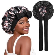 PRICES MAY VARY. Bonnet always disappear while opening your eyes? Here come a non-slip Bonnet to solve this headache problem, this satin Bonnets featured with stretchy long band, wide soft, high elastic and skin friendly, you can wrap on head, adjust tightness and then tie to fix Bonnet on head, which can stay on over night, prevent hair from messy, well protect your hair. It is not only just a Bonnet, but make you different as ever by wrap in different style, with wide soft skin friendly stretc Bonnets Aesthetic, Curly Natural Hair, Satin Bonnets, Hair Bonnets, Silk Bonnet, Satin Bonnet, Hair Bonnet, Moisturize Hair, Soft Skin