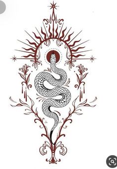 a tattoo design with a snake in the center and stars on it's back