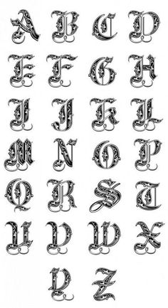 an old english alphabet with ornate capital letters