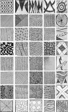 many different patterns are shown in black and white