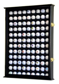 108 Golf Ball Display Case Cabinet - sfDisplay.com Golf Ball Display, Golf Ball Display Case, Golf Birthday Gifts, Golf Ball Displays, Golf Ball Gift, Golf Room, Ball Display, Golf Ball Crafts, Hardwood Doors