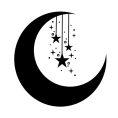 a crescent with stars hanging from it