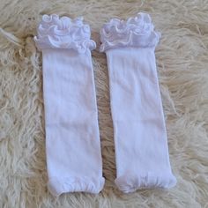 Double Ruffle Leg Warmers Footless Socks White Size: 12.99" X 3.54 (Approx.) Brand New In Package From Clean And Smoke Free Home Adorable Addition To Any Outfit! White Stretch Socks For Spring, White Footless Leg Warmers For Spring, Stretch White Leg Warmers For Spring, White Stretch Leg Warmers For Spring, Spring Cotton Hosiery, White Footless One Size Leg Warmers, White Stretch Cotton Hosiery, White Footless Hosiery For Spring, Footless White Stockings For Spring