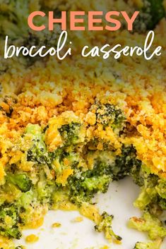 broccoli casserole with cheese on top