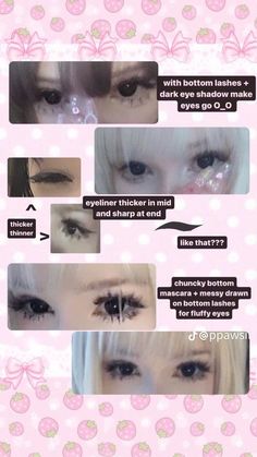 Dolly Makeup Tutorial, Kawaii Makeup Looks, 2014 Coquette, Kawaii Goth Aesthetic, Kawaii Makeup Tutorial, Makeup Anime, Marla Singer, Makeup Tuts