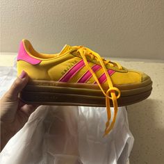 Completely Sold Out Color! Super Cute. They Are A 7.5 Women’s (But I’d Say They Fit An 8-8.5). Please Make Sure To Know Your Sizing In This Style. No Refunds. Completely Brand New With Tags And Box. Adidas Nizza Platform Yellow, Yellow Custom Sneakers With Rubber Sole For Spring, Custom Yellow Sneakers With Rubber Sole For Spring, Adidas Yellow Leather Sneakers, Yellow High-top Custom Sneakers With Translucent Outsole, Adidas Custom Sneakers With Translucent Outsole And Round Toe, Adidas Custom Sneakers With Translucent Outsole, Yellow Sneakers With Translucent Outsole And Round Toe, Adidas Yellow Sneakers With Rubber Sole