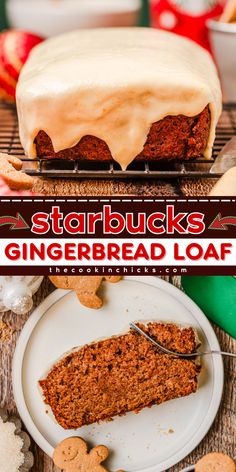 This Starbucks Gingerbread Loaf is a copycat bread recipe that is savory and tasty. It has a cream cheese frosting that is moist and flavorful that is perfect to have for a Christmas morning breakfast or even on a holiday brunch. This recipe is easy to make, and just tastes better than the original. You don't need to go out and buy it from the store. Starbucks Bread Recipes, Gingerbread Recipe Loaf, Breakfast Loaf Recipes, Christmas Baking Bread, Christmas Quick Breads, Starbucks Gingerbread Loaf Recipe, Holiday Bread Recipes, Starbucks Gingerbread Loaf, Gingerbread Loaf Recipe