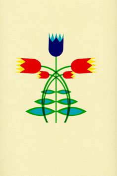 an image of a flower that is in the shape of a plant with red and blue petals