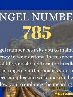 an image of a statue with the words angel number 785