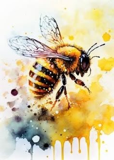 a painting of a bee with yellow and black spots