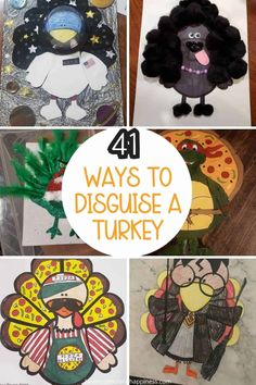 four different turkey crafts with the words 40 ways to disquise a turkey